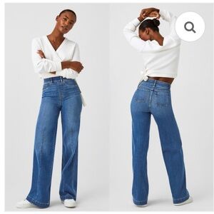 SPANX Front Seam Wide Leg Jeans in Vintage Indigo Size Small